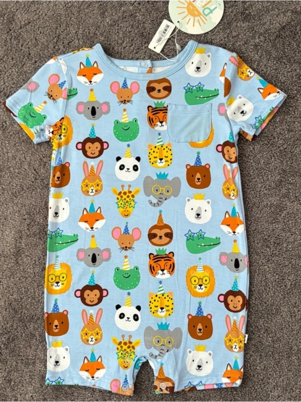 🎉Little Sleepies Party Pals Pocket Shorty Romper